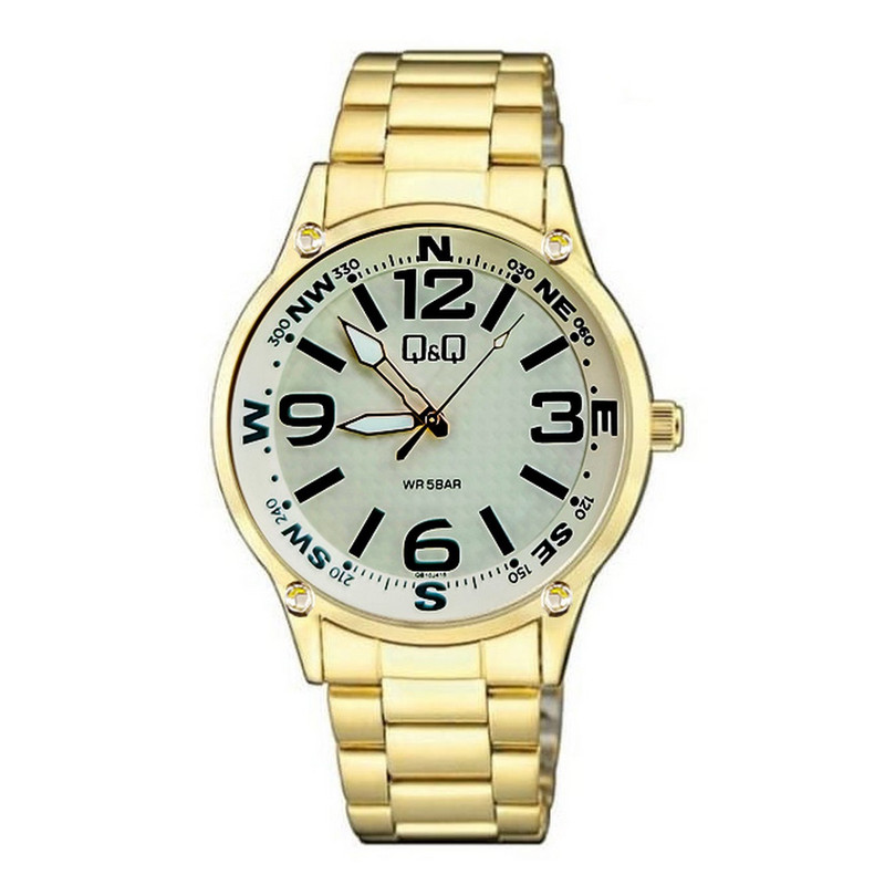 Reloj Q&q Qyq Qb10j415 Acero Hombre Dorado + Estuche 