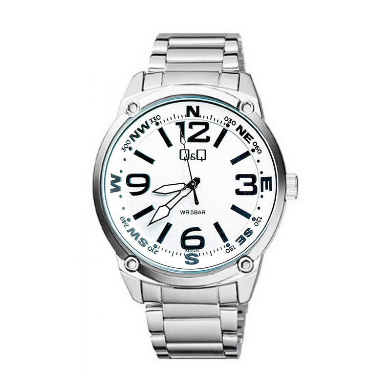 Reloj Q&q Qyq Qb10j415 Acero Hombre Plateado + Estuche 