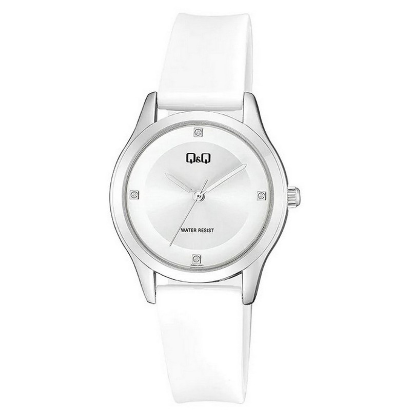 Reloj Q&q Qyq Qz51j3 Deportivo Dama Impermeable Blanco + Estuche