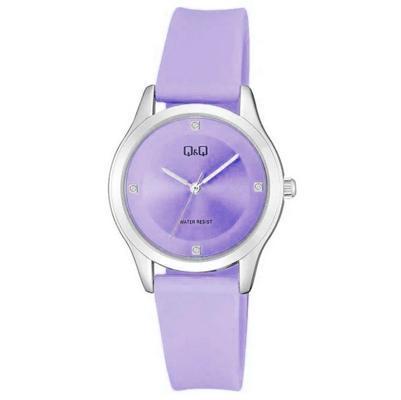 Reloj Q&q Qyq Qz51j3 Deportivo Dama Impermeable Lila + Estuche