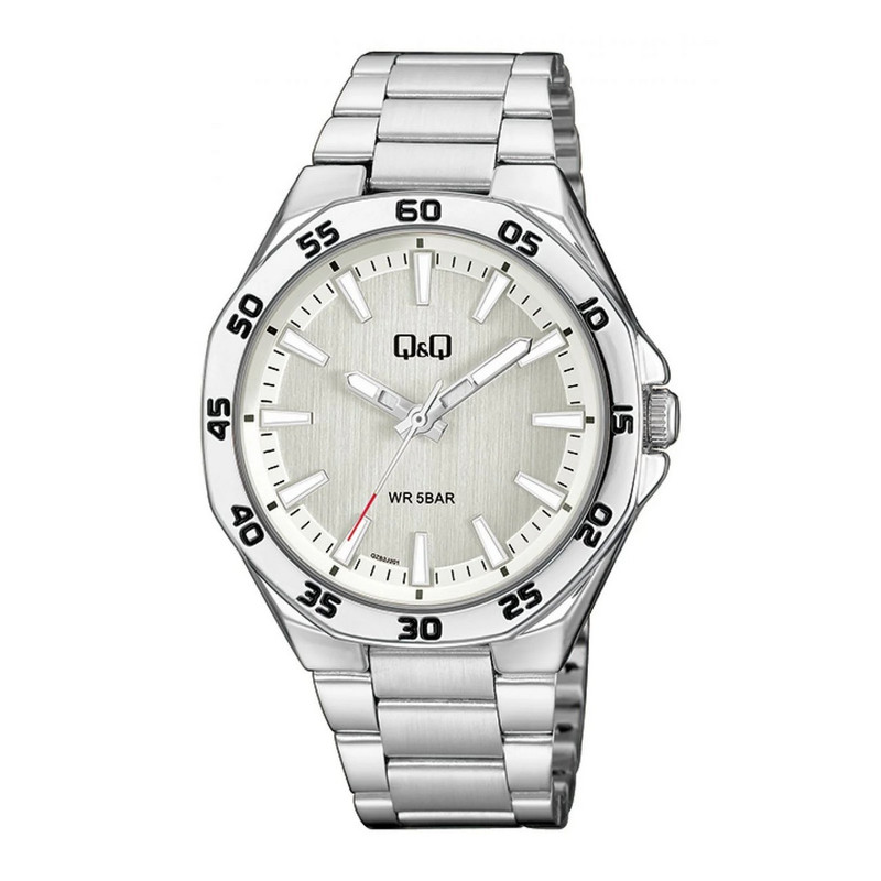 Reloj Q&q Qyq Qz82j201 Casual Acero Hombre Plateado + Estuche