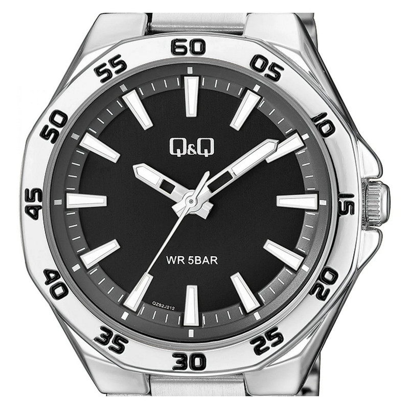 Reloj Q&q Qyq Qz82j201 Casual Acero Hombre Plateado Borde Plateado + Estuche