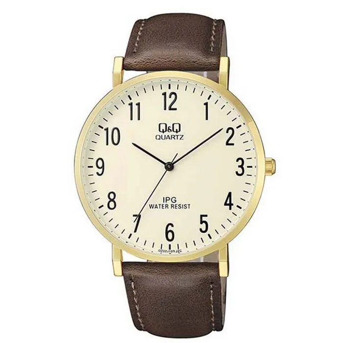 Reloj Q&q Qyq Caballero Qz02j103y Hombre Cuero + Estuche