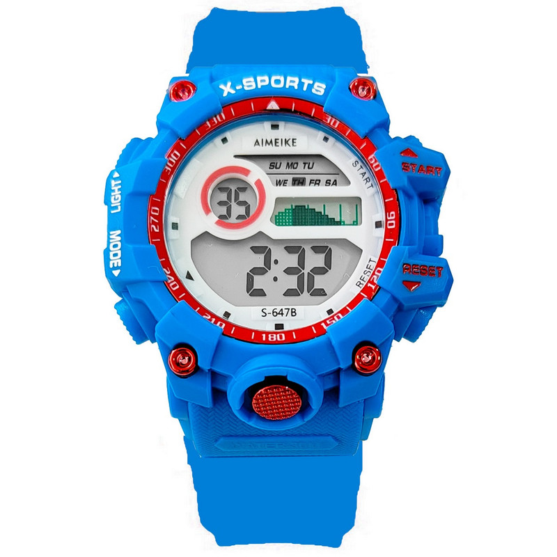 Reloj Digital Resistente Al Agua Impermeable S647 Azul + Estuche