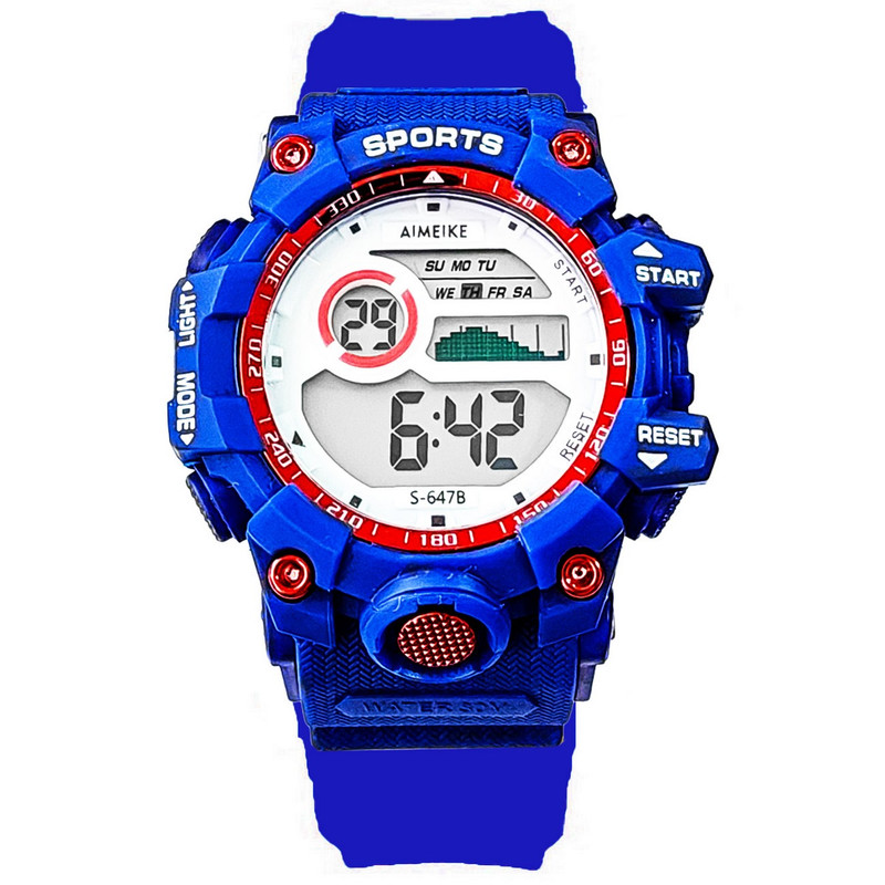 Reloj Digital Resistente Al Agua Impermeable S647 Azul Oscuro + Estuche