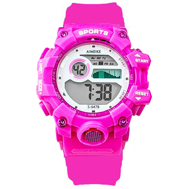 Reloj Digital Resistente Al Agua Impermeable S647 Fucsia + Estuche