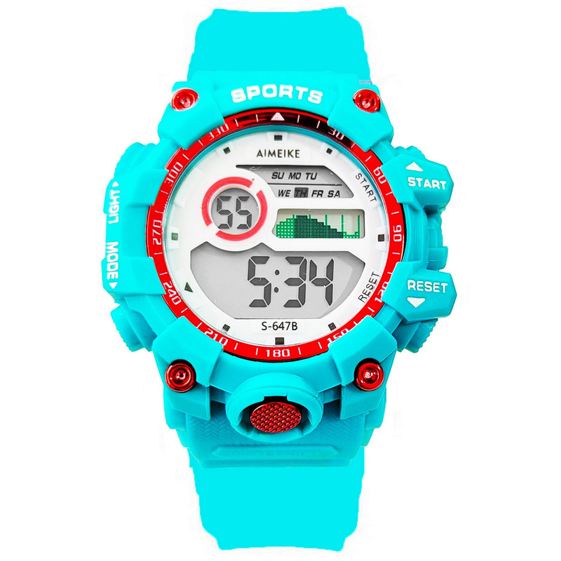 Reloj Digital Resistente Al Agua Impermeable S647 Turquesa + Estuche