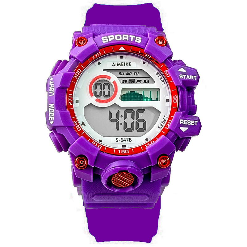 Reloj Digital Resistente Al Agua Impermeable S647 Violeta + Estuche