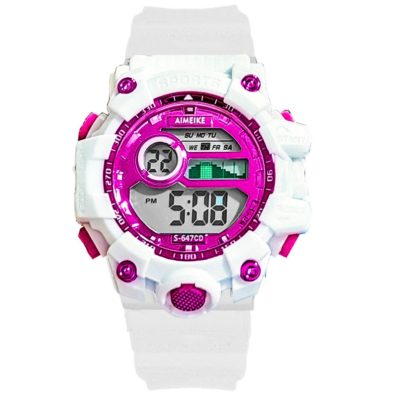 Reloj Digital Resistente Al Agua Impermeable S674 Blanco + Estuche