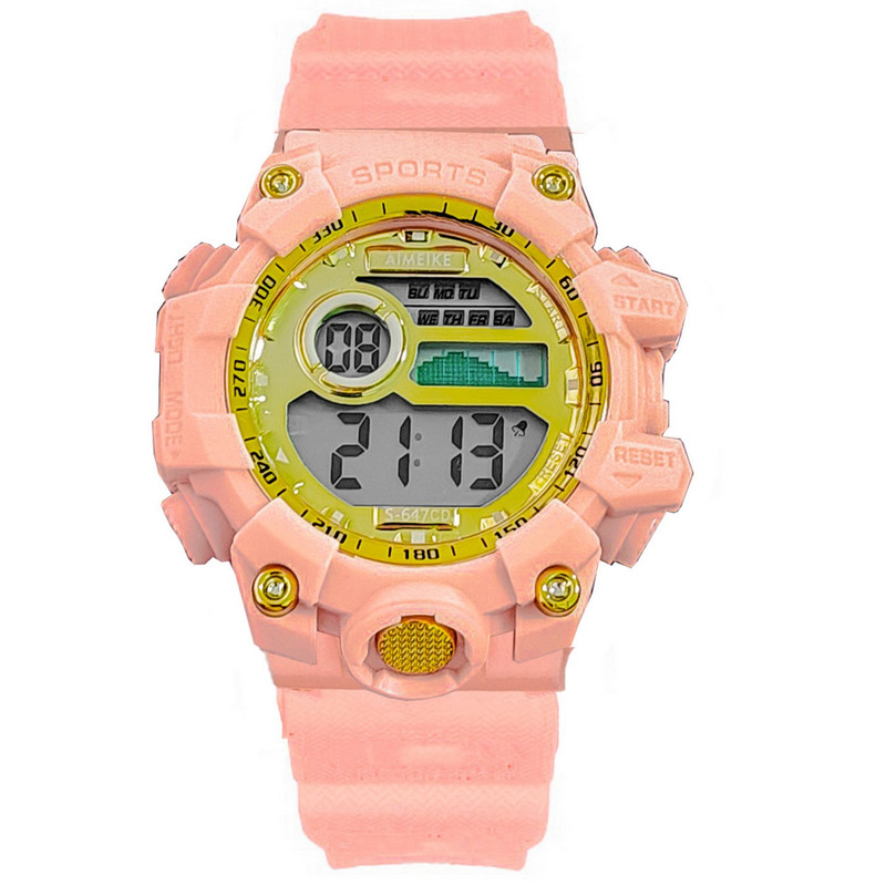 Reloj Digital Resistente Al Agua Impermeable S674 Rosa + Estuche