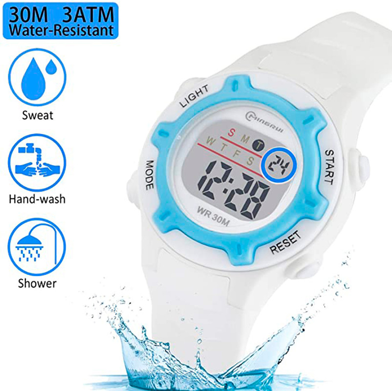 Reloj Digital Impermeable Niño Niña Blanco