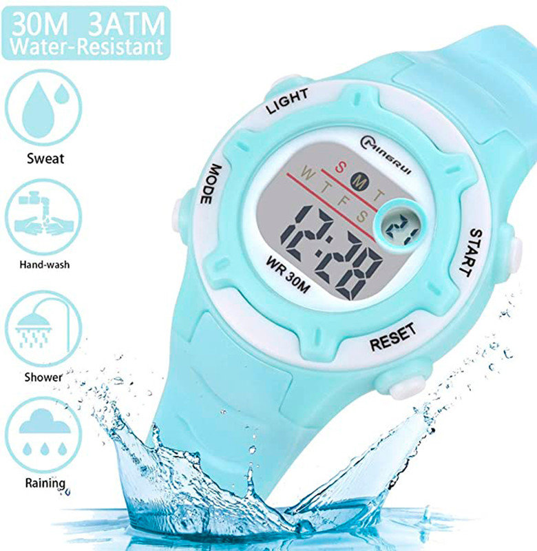 Reloj Digital Impermeable Niño Niña Azul Claro