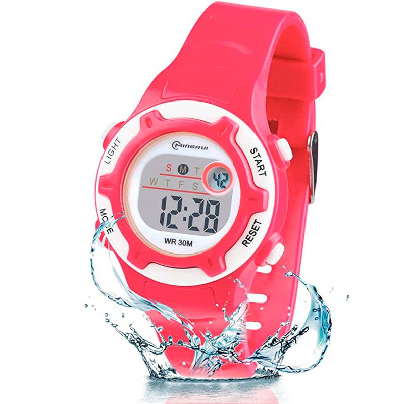 Reloj Digital Impermeable Niño Niña Rojo