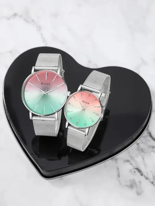 Reloj De Pulsera Para Pareja Con Malla Inoxidable