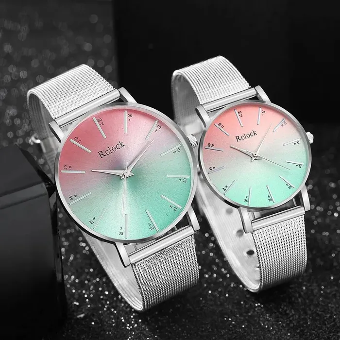 Reloj De Pulsera Para Pareja Con Malla Inoxidable