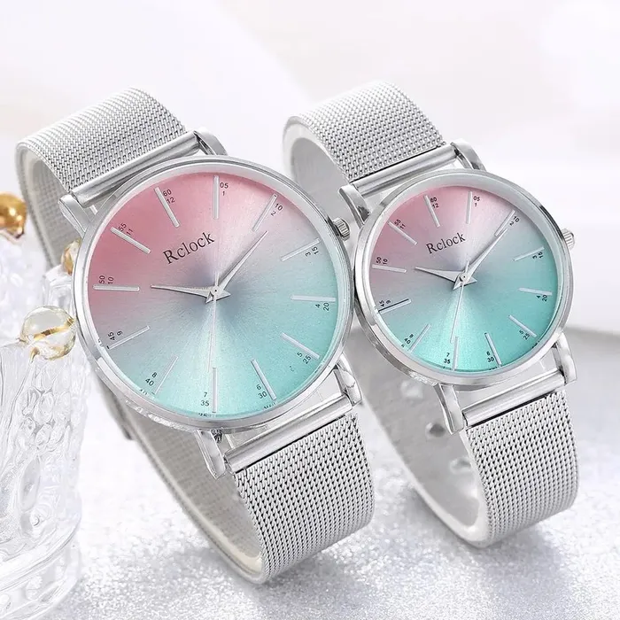 Reloj De Pulsera Para Pareja Con Malla Inoxidable