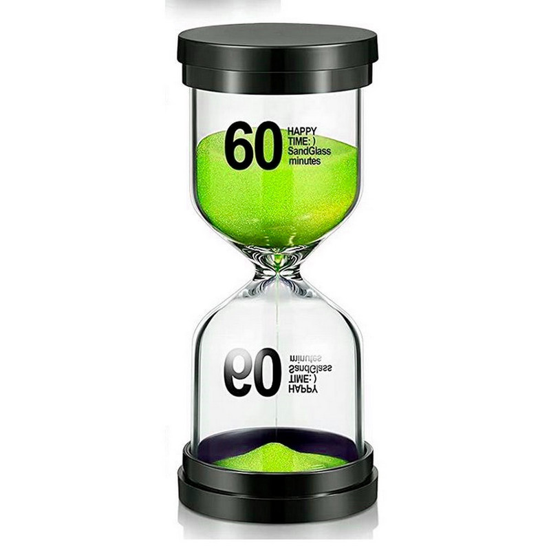 Reloj De Arena Verde 60 Minutos Temporizador Decoraciòn Base Negra