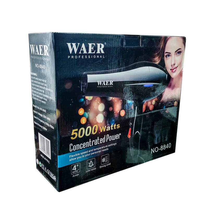 Secador Cabello 5000w Potente Tres Niveles De Temp Wa-8840