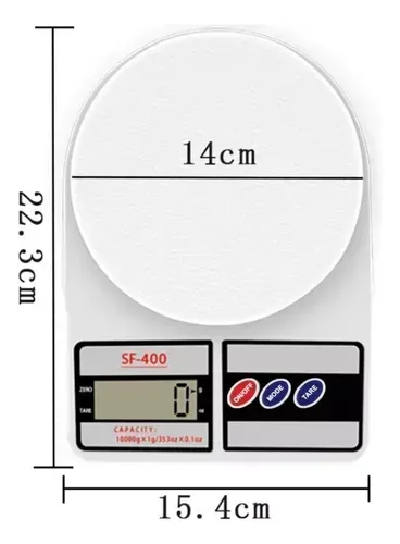 Balanza Gramera Báscula Digital Cocina Capacidad Hasta 10kg Capacidad máxima 10 kg Color Blanco