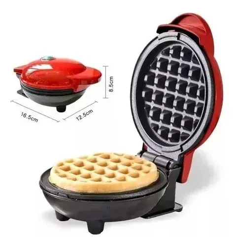 Mini Wafflera Eléctrica Antiadherente Portatil Redonda