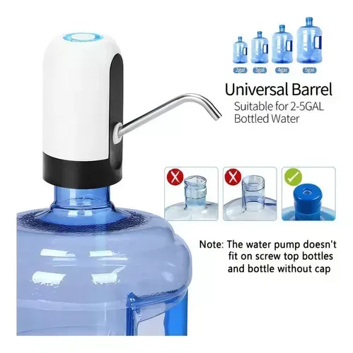 Dispensador De Agua Recargable Para Botellón Bomba Electrica Color Blanco