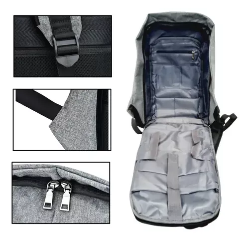 Bolso Mochila Morral Antirobo Con Puerto Usb Carga 