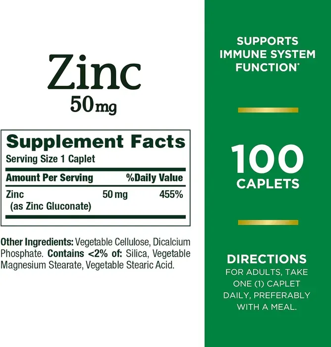 Zinc Nature's Bounty 50 Mg 100 Cápsulas