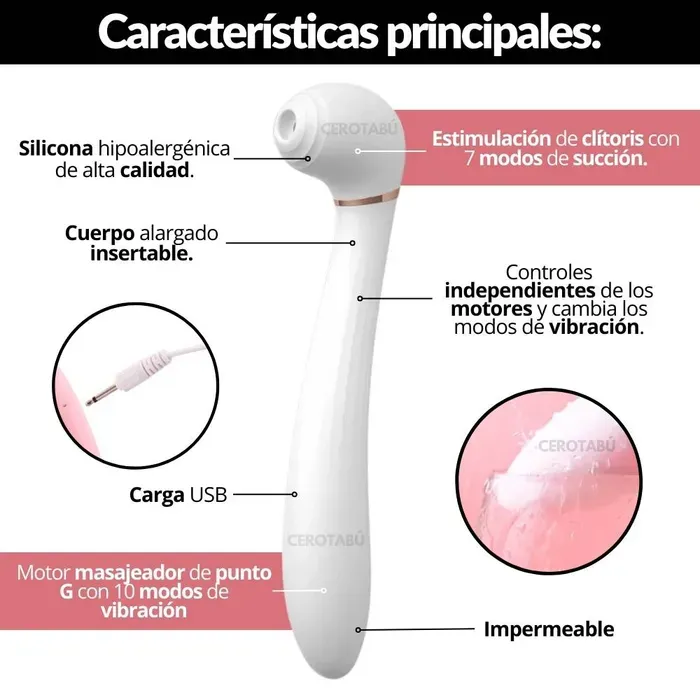 Estimulador Succionador De Clítoris Vibrador Punto G 2 En 1