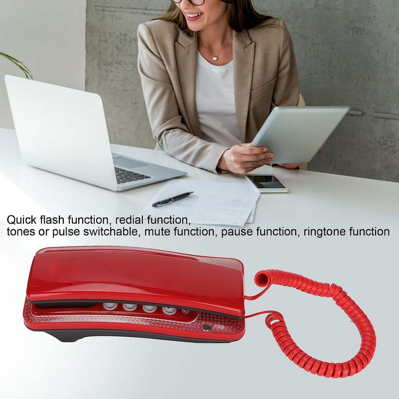 Telefono Fijo Escritorio Mesa Pared Alambrico Kxt-438 Rojo