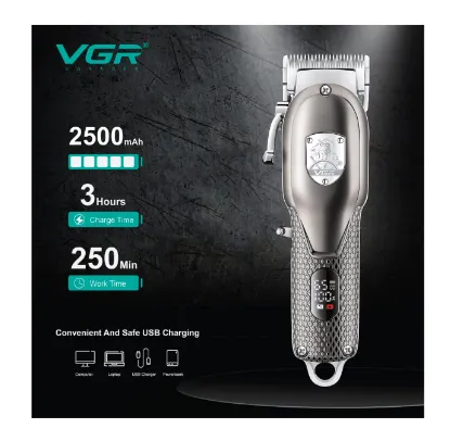 Maquina De Corte Para Cabello Vgr-276 Con Pantalla Inalámbrica 