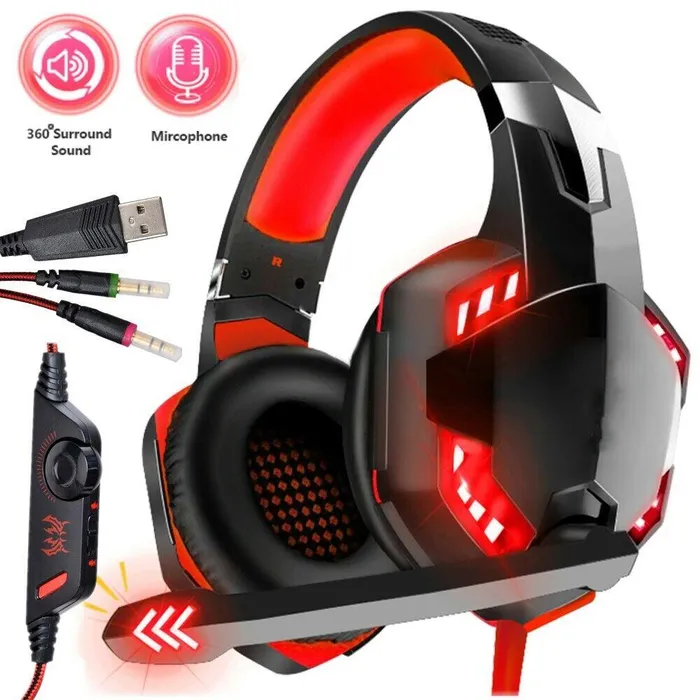 Diadema Gamer G2000 RGB Rojo