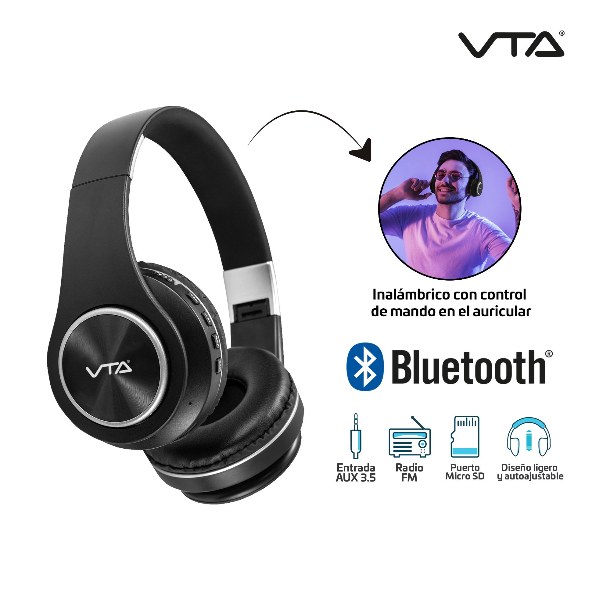 Audífonos Recargables Bluetooth Micrófono Acolchados VTA