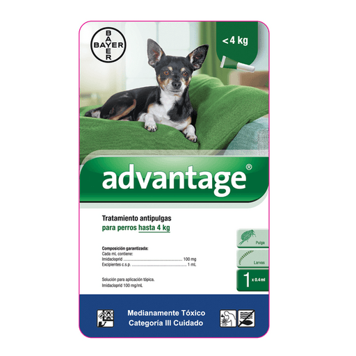 Antipulgas Para Perros Bayer Advantage  0.4 Ml Perros de Hasta 4 Kg