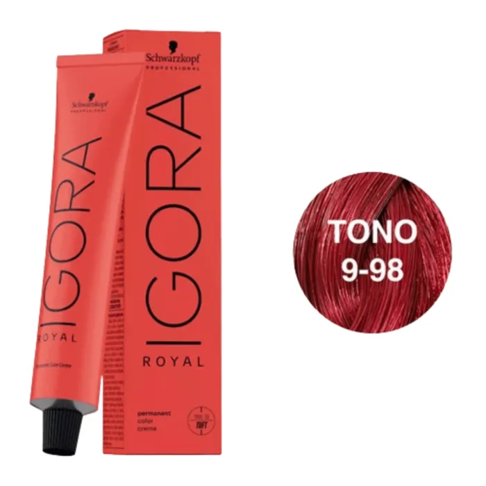 Tinte Igora Royal 9-98 Rubio Muy Claro Violeta Rojo IR998