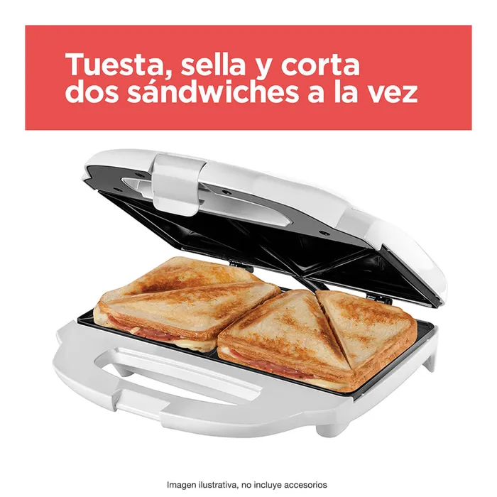 Sandwichera Black+Decker 2 Porciones a la vez Tuesta, sella y corta SM1000W Sandwichera BLACK+DECKER 2 Porciones a la vez Tuesta, sella y corta