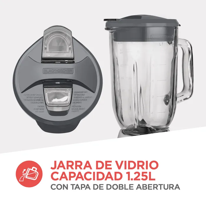 Licuadora Black + Decker Base metal 10 Velocidades Jarra vidrio 1.25L BLBD210GSS Licuadora Black + Decker Base metal 10 Velocidades Jarra vidrio 1.25L