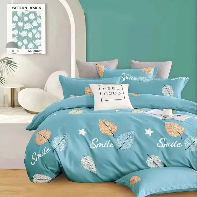 Funda Duvet Estampado Hojas En Azul Doble