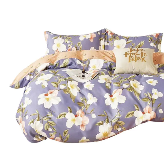 Funda Duvet Estampado Flores Sobre Azul Doble