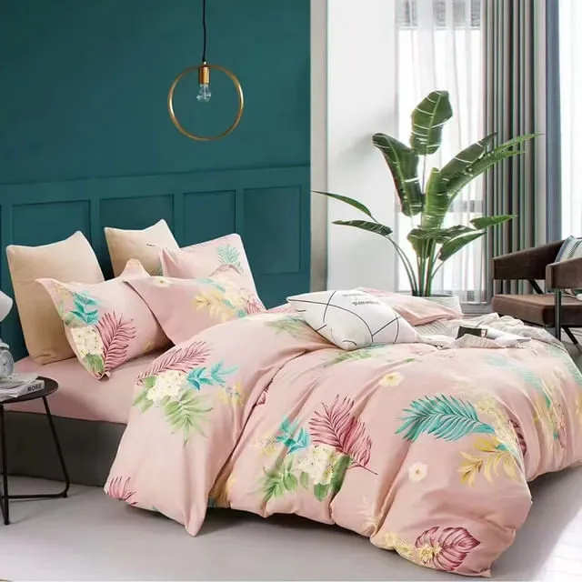 Duvet Estampado Hojas En Rosa Doble