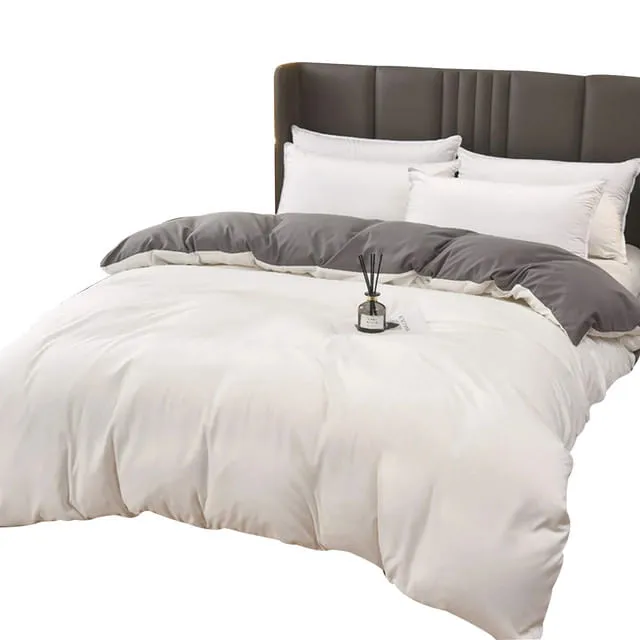 Duvet Bicolor Blanco / Gris Oscuro