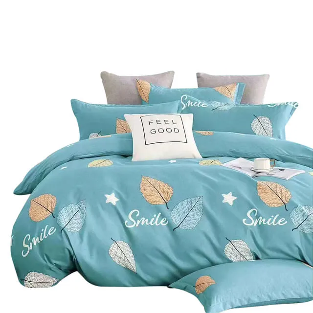 Duvet Estampado Hojas En Azul Doble