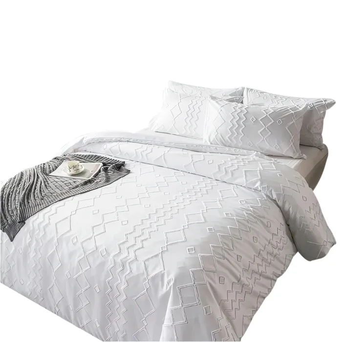 Duvet Tufted Blanco Con Rombos En Relieve