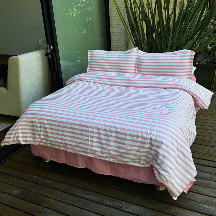 Funda Duvet Estampado Franjas Rosa Doble