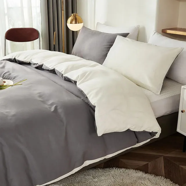 Duvet Bicolor Gris Oscuro / Crema