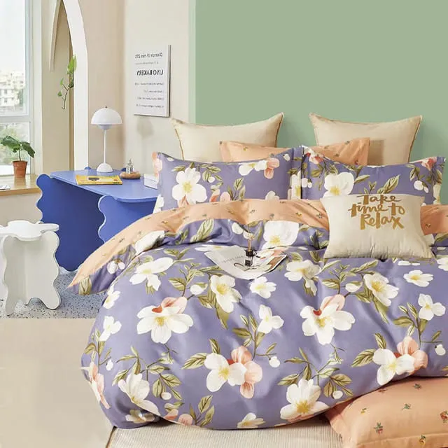 Funda Duvet Estampado Flores Sobre Azul Doble