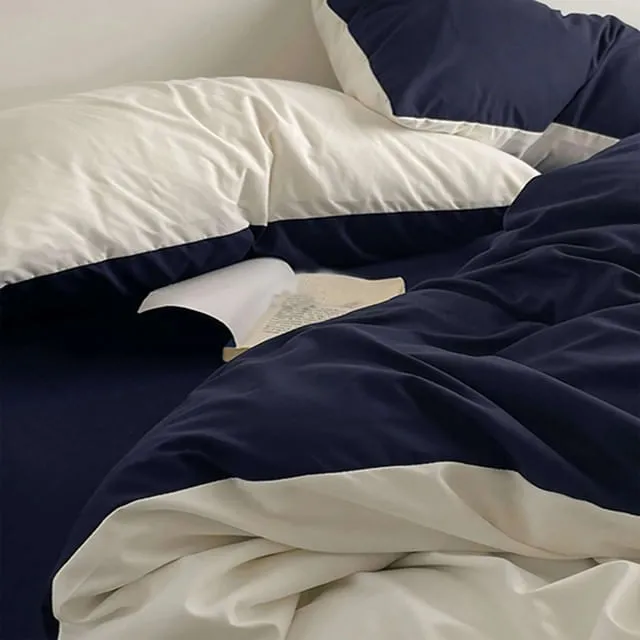 Duvet Bicolor Azul Oscuro / Blanco