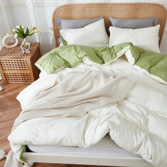 Duvet Bicolor Crema / Verde