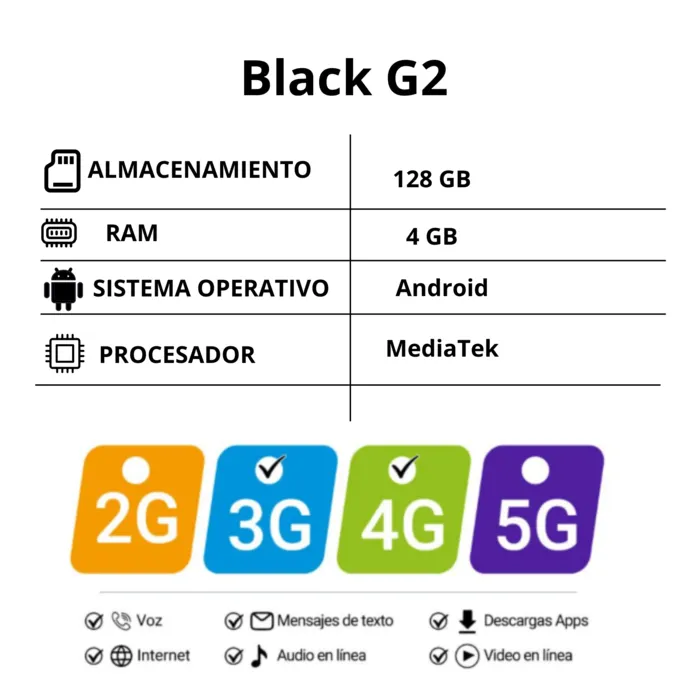 Celular Kalley Black G2 128 Gb Negro