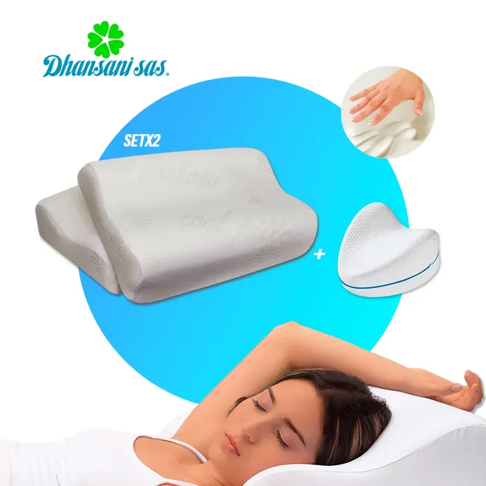 Combo descanso perfecto - Setx2 Almohadas cervicales Altas+ Cojín Entrepierna + Obsequio*