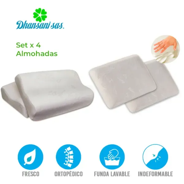 Set de 2 Almohadas cervicales altas + 2 Almohadas Estándar - Visco-Smart